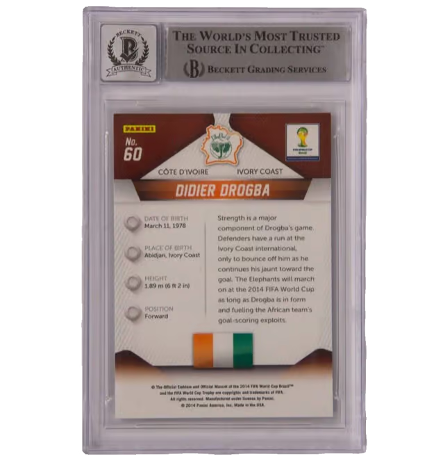 Didier Drogba Signed 2014 Panini Prizm World Cup #60 – PSA 10 Autograph